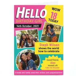 Photo Birthday Card - Magazine Cover 18 For Niece|For Girlfriend