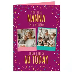 Photo Birthday Card - Nanna Confetti & Polaroids, Editable Age For Wife|For Mum