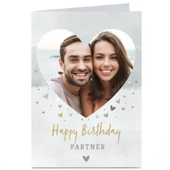 Card Factory Photo Birthday Card - Partner Watercolour Hearts