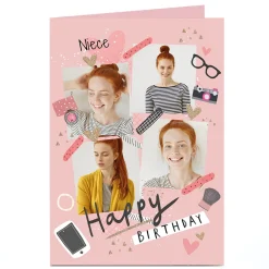Kids Card Factory Photo Birthday Card - Pink, Niece