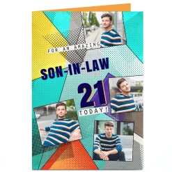 Card Factory Photo Birthday Card - Pop Art Editable Age