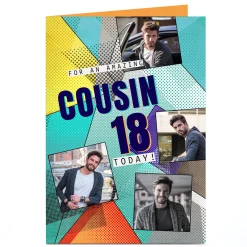 Card Factory Photo Birthday Card - Pop Art, Editable Age & Relation