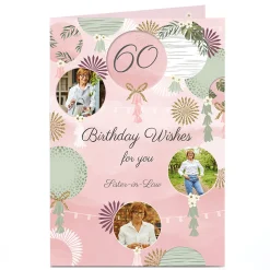 Card Factory Photo Birthday Card - Sister-in-Law Balloons, Editable Age