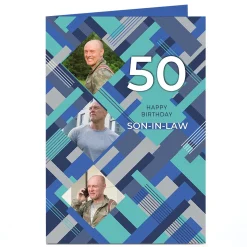 Discount Photo Birthday Card - Son in Law Geometric , Editable Age BOY For Son|For Dad