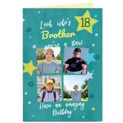 Card Factory Photo Birthday Card - Stars, Look Who's..., Editable Age