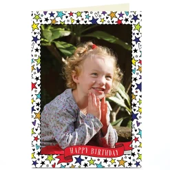 Online Photo Birthday Card - Starry Border Kids For Kids|Photo