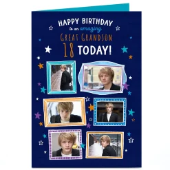 Card Factory Photo Birthday Card - Stars & Frames, Amazing, Editable Age