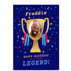 Card Factory Photo Birthday Card - Total Legend Trophy