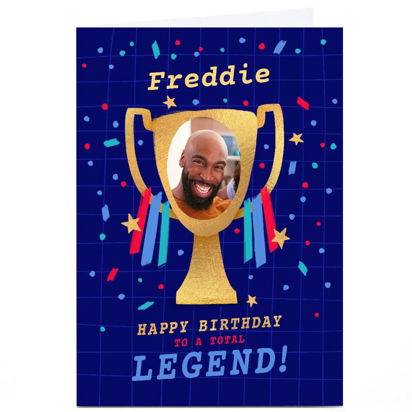 Card Factory Photo Birthday Card - Total Legend Trophy
