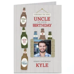 Best Photo Birthday Card - Uncle & Beers, Editable Age For Uncle|Special Age