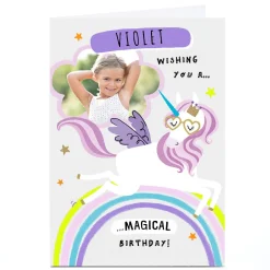 Hot Photo Birthday Card - Unicorn Magical Birthday Kids For Sister|For Niece