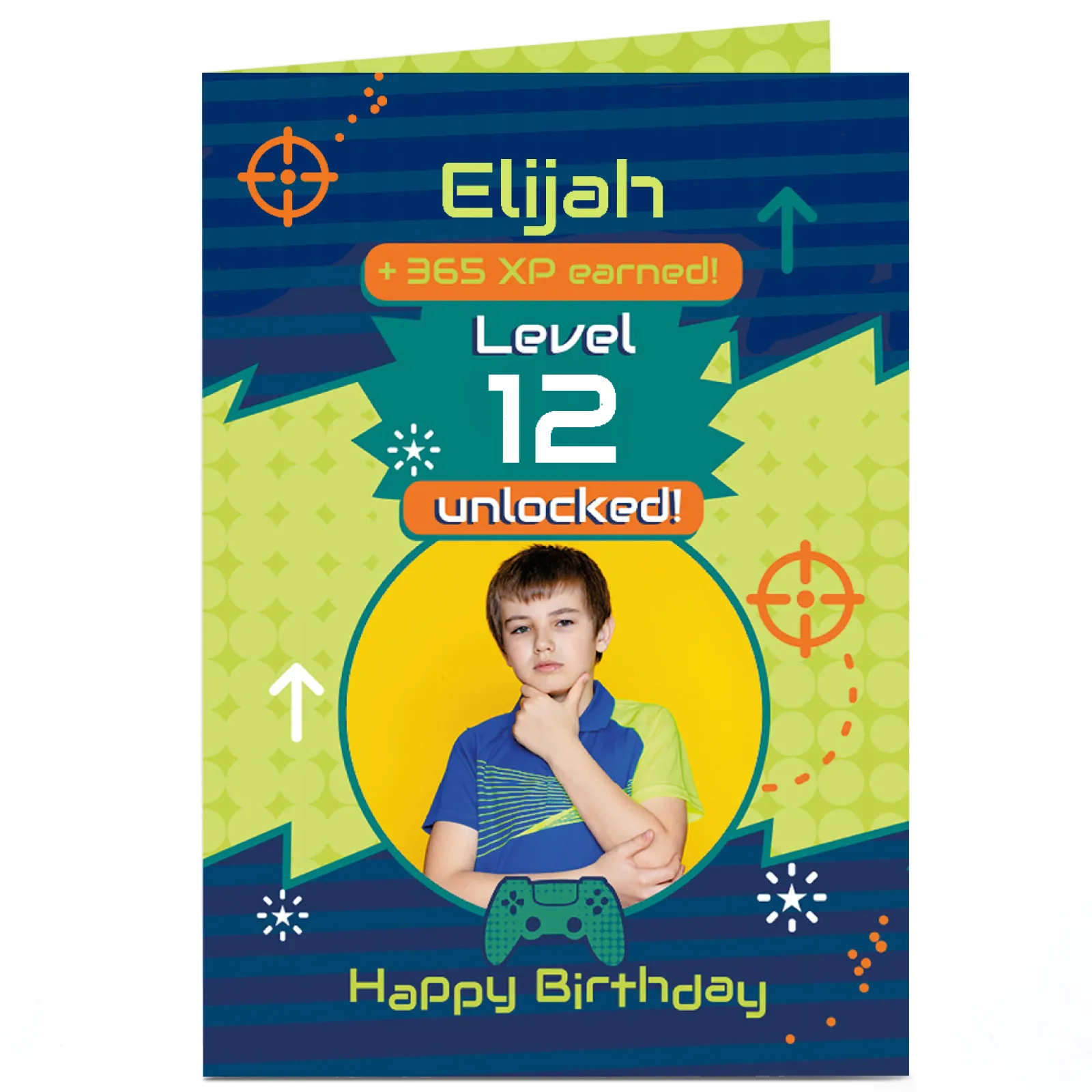 Kids Card Factory Photo Birthday Milestone Card - Gaming Level Unlocked