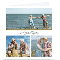 Card Factory Photo Card - 3 Photos & Grey Message