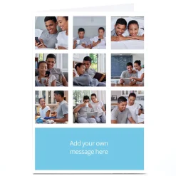 Card Factory Photo Card - 9 Photos Any Message Blue