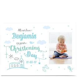 Discount Photo Christening Card - Blue Christening|Photo
