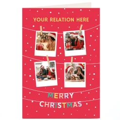 Card Factory Photo Christmas Card - 4 Hanging Polaroids, Any Relation