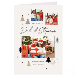 Hot Photo Christmas Card - Christmas Trees, Dad & Stepmum Christmas|Photo