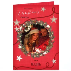 Clearance Photo Christmas Card - Family Name & Wreath Christmas|Photo