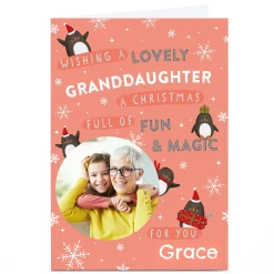 Card Factory Photo Christmas Card - Fun & Magic Penguins