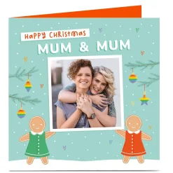 Hot Photo Christmas Card - Gingerbread Couple, Mum & Mum Christmas|Photo