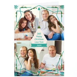 Card Factory Photo Christmas Card - Green Frame