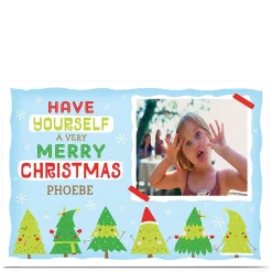 Discount Photo Christmas Card - Happy Trees Christmas|Photo