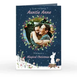 Online Photo Christmas Card - Magical Christmas Holly Wreath, Auntie Christmas|Photo