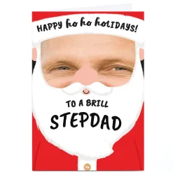 Photo Christmas Card - Santa Face, Stepdad Christmas|Photo