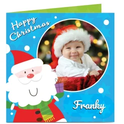 Clearance Photo Christmas Card - Santa Blue Christmas|Photo