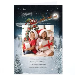 Best Photo Christmas Card - Santa's Sleigh over Snowy Town, Nanny Christmas|Photo