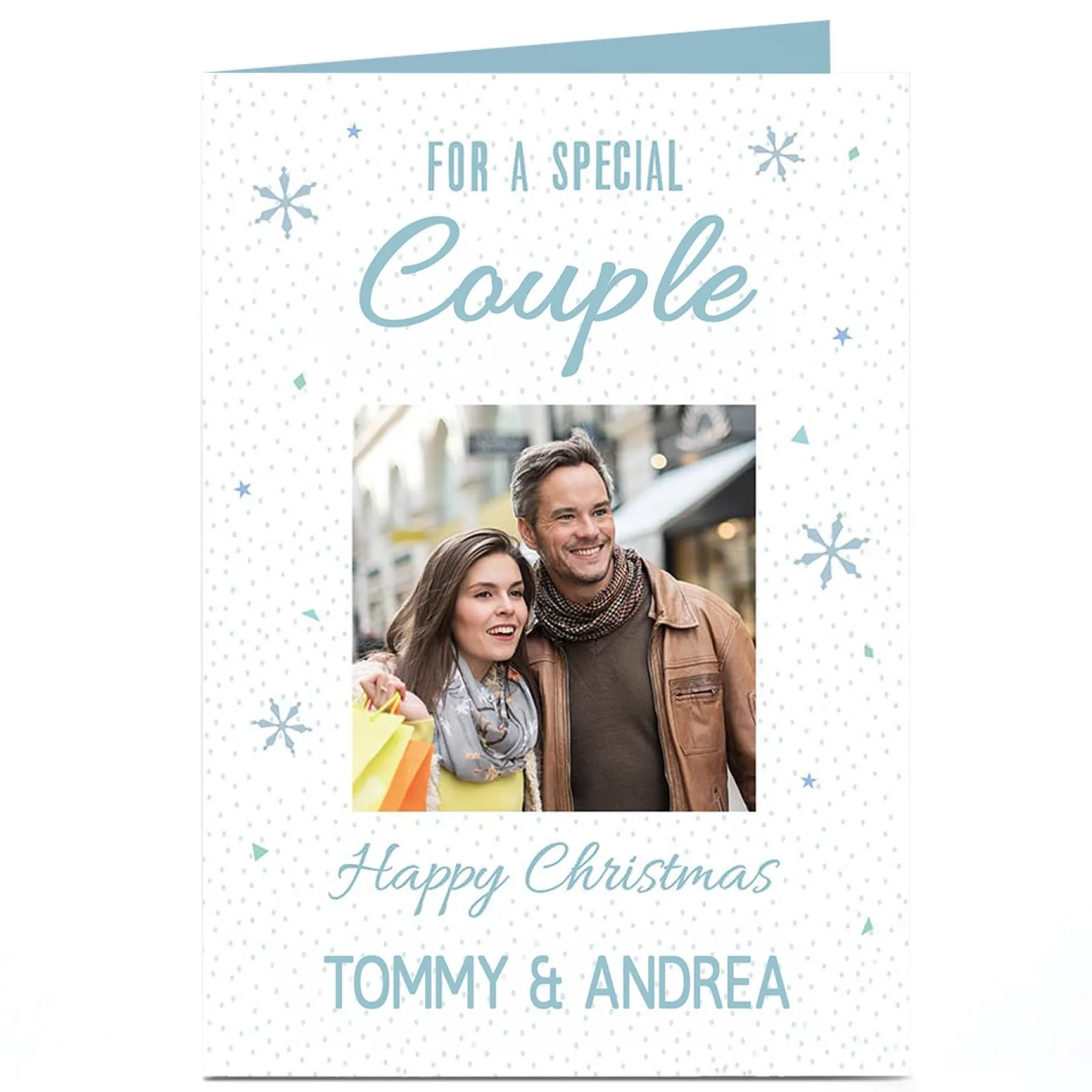 Online Photo Christmas Card - Snowflakes & Dots, Special Couple Christmas|Photo