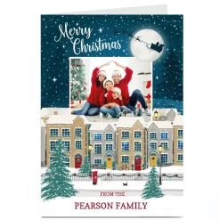 New Photo Christmas Card - Snowy Houses, Merry Christmas Christmas|Photo