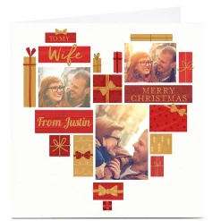 Photo Christmas Card - To My Wife, Presents & Heart Christmas|Photo