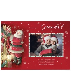 Discount Photo Christmas Card - Traditional Santa Best Wishes for the Season, Grandad Christmas|Photo