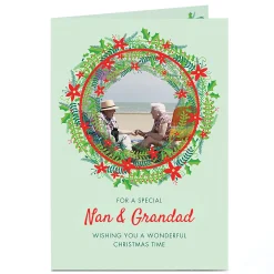 New Photo Christmas Card - Wreath Nan & Grandad Christmas|Photo
