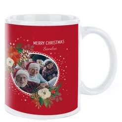 Kids Card Factory Photo Christmas Mug - Merry Christmas Flowers