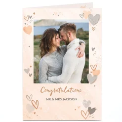 Clearance Photo Congratulations Card - 1 Photo & Hearts Wedding|Engagement