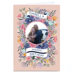 Discount Photo Dalia Clark Birthday Card - Floral Circle Frame For Wife|For Sister