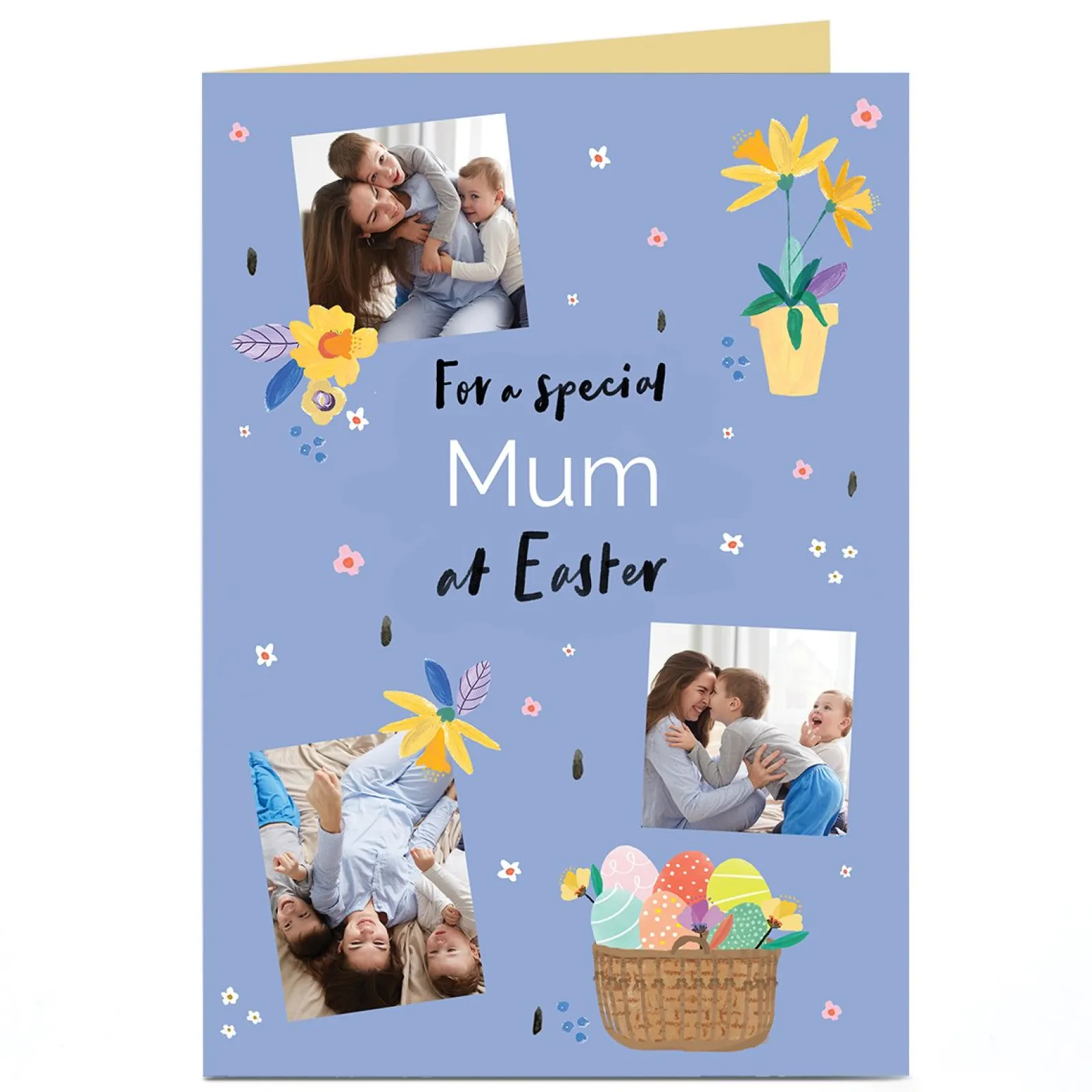 Best Photo Easter Card - Lilac Florals and Egg Basket, Mum Photo