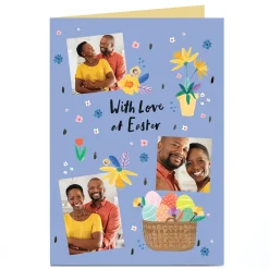 Clearance Photo Easter Card - Lilac Florals and Egg Basket Photo