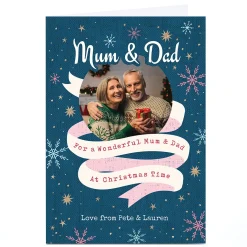 Card Factory Photo Ebony Newton Christmas Card - Wonderful Ribbon, Mum & Dad