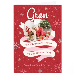 Card Factory Photo Ebony Newton Christmas Card - Wonderful Ribbon, Gran