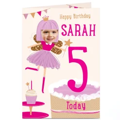 Sale Photo Editable Age Birthday Card - Cake Fairy Kids For Sister|For Granddaughter