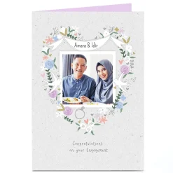 Card Factory Photo Engagement Card - Heart-Shaped Wreath