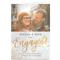 Card Factory Photo Engagement Party Invitation - Gold Hearts