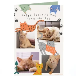 Card Factory Photo Father's Day Card - Cats and Pawprints, From the Cat