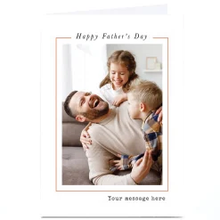 Hot Photo Father's Day Card - Red Line Border, Any Message Father's Day|Photo