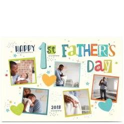 Card Factory Photo Father's Day Card - 1st Father's Day Hearts