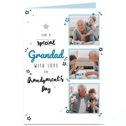 Outlet Photo Grandparent's Day Card - Blue & Black Stars For Grandad|Photo