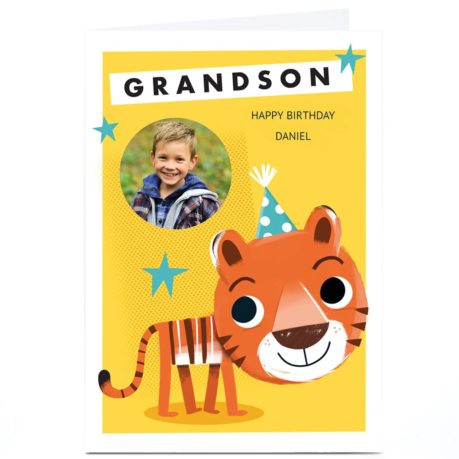 Kids Card Factory Photo Hello Munki Birthday Card - Grandson Tiger